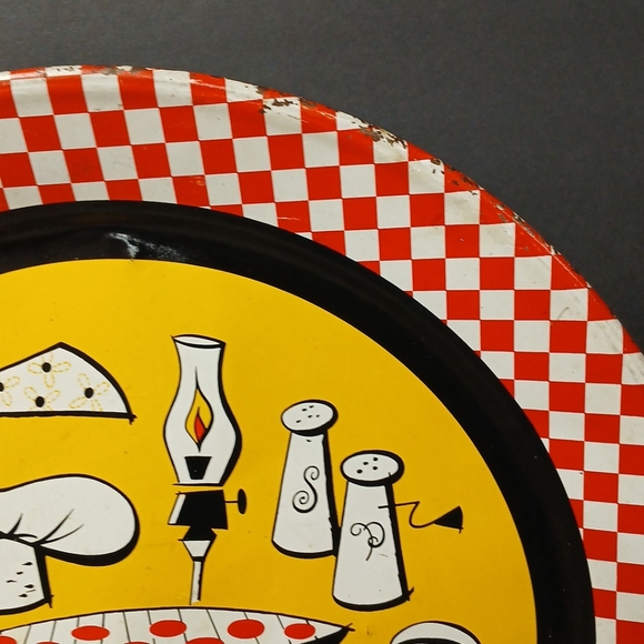 Vintage Mid Century Modern 1950s Metal Serving Tray BBQ Grill 19” Retro Decor - Picture 4 of 9